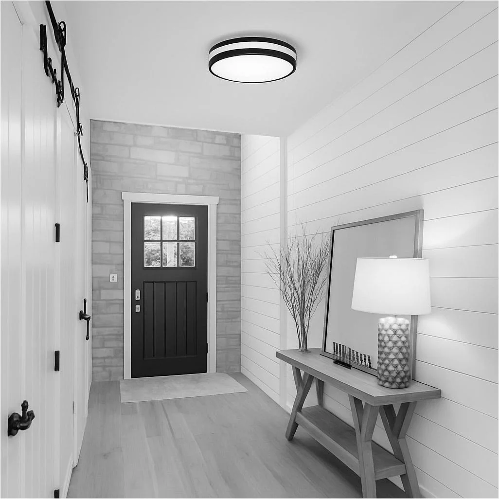 Halco Flushmount Modern Double Ring, 14", Color Selectable 2700K|3000K|3500K|4000K|5000K, Black, 120...