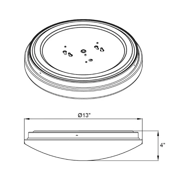 Flushmount Mushroom Fixture, 13", Color Selectable 2700K/3000K/3500K/4000K/5000K, White, 120V, Triac Dimming - view 3