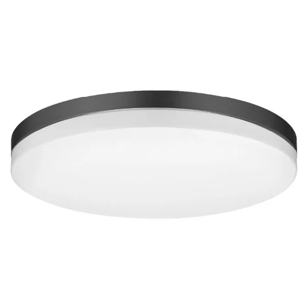 Flushmount Slim Drum Fixture, 15", Color Selectable 2700K/3000K/3500K/4000K/5000K, Black Trim, 120V, Triac Dimming
