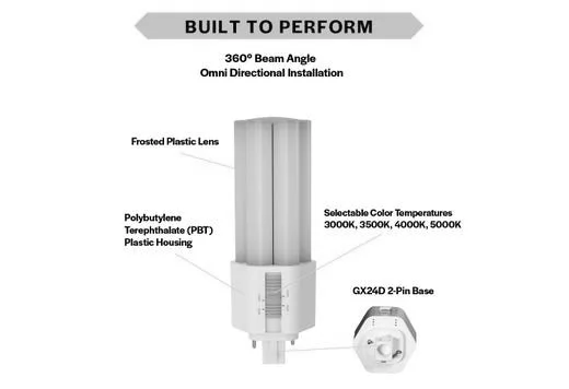Halco ProLED Select Plug-In Lamp, Triple Tube Omni, 9W, 80 CRI, 3000K|3500K|4000K|5000K, Type B Ball...