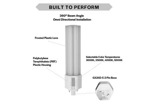 Halco ProLED Select Plug-In Lamp, Triple Tube, Omni-Directional, 23W, 80 CRI, 3000K/3500K/4000K/5000...