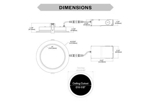 Halco Push Lens Slim Downlight, 6", Color Selectable 2700K/3000K/3500K/4000K/5000K, Baffle Trim, 120V - view 2