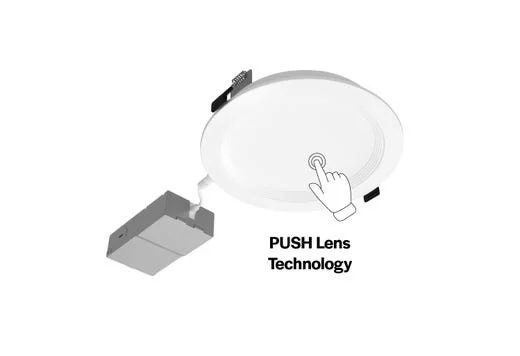 Halco Push Lens Slim Downlight, 6", Color Selectable 2700K/3000K/3500K/4000K/5000K, Baffle Trim, 120V - view 3