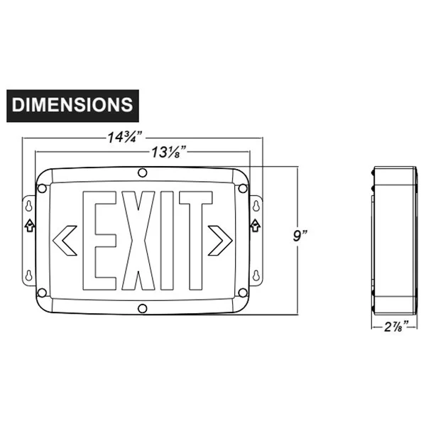 Hazardous Location Exit Sign, Double Face, Red/Green Letters, NiCd Battery, Self-Diagnostics - view 2