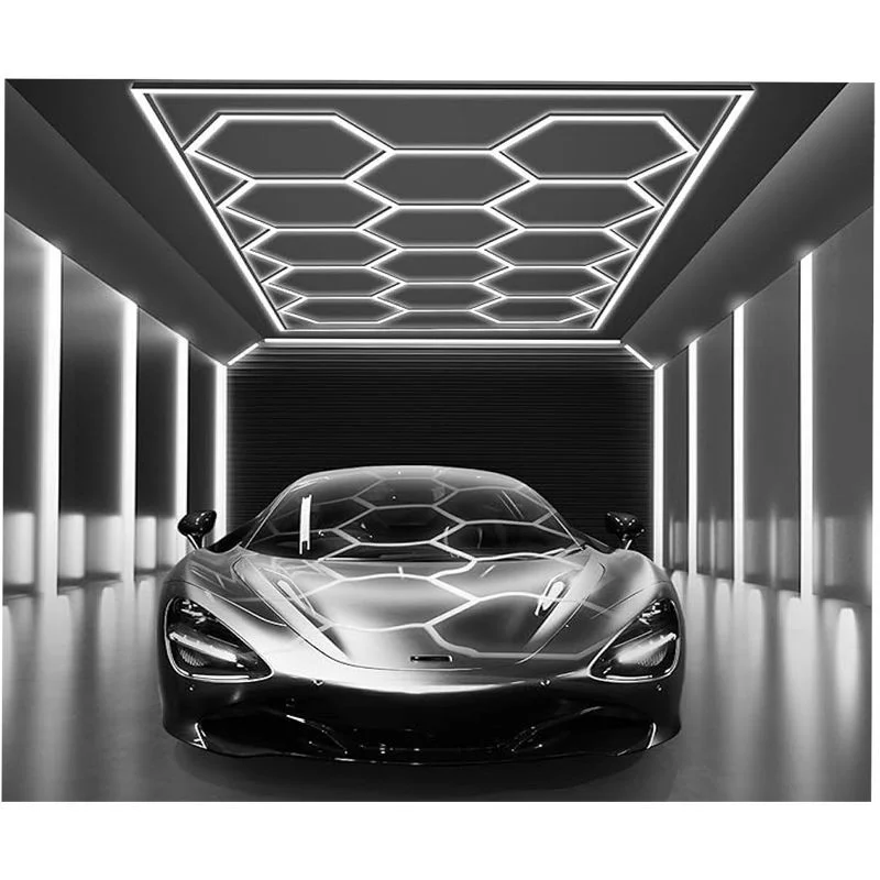 HEX Series Hex Car Shop Decorative Light Kit with Frame, 96"x190", 534W, 3000K, 120-277V