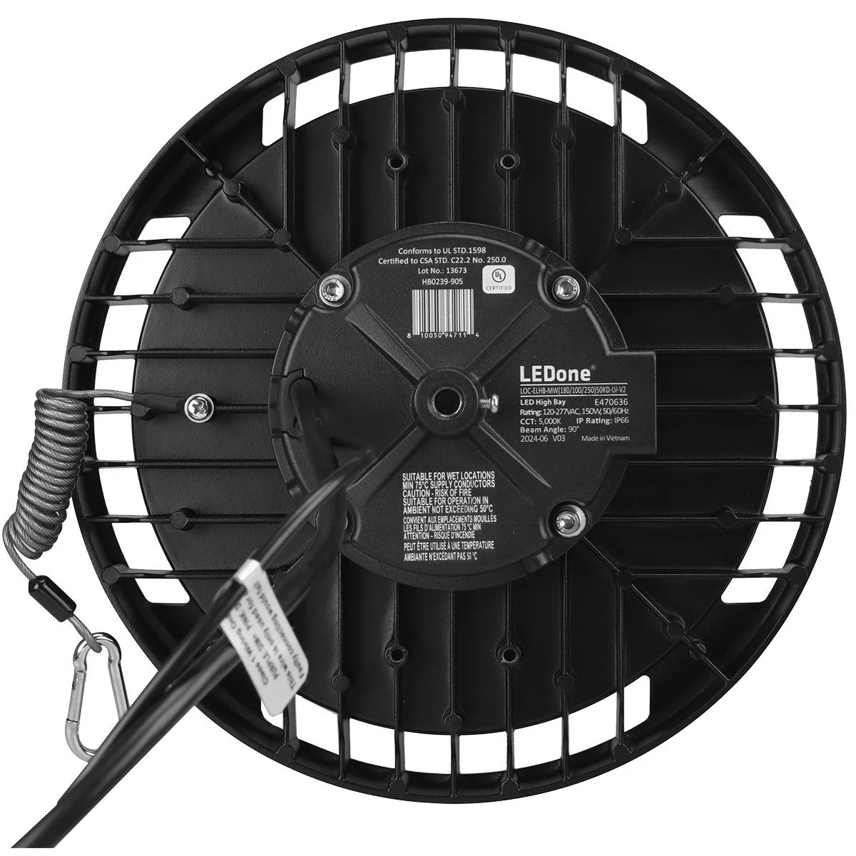 High Bay Light, Multi Wattage (80/100/150W), 5000K, Low Voltage - view 3
