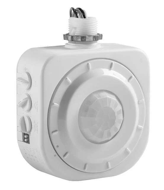 High Bay PIR Motion Sensor, 120-347V Input. Adjustable Standby Dim level, Hold Times & Daylight Threshold controls. Fixt