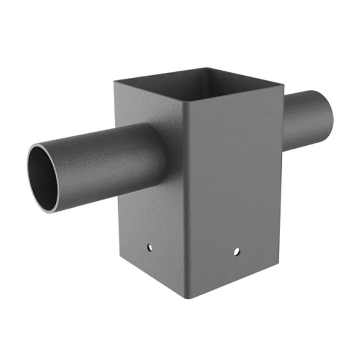 Horizontal Square Twin Tenon Pole Bracket, 4", 180°, Bronze