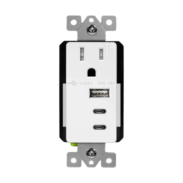 Interchangeable USB Module Charger Receptacle, 5.8A, USB Type-A/C, 15A Tamper-Resistant