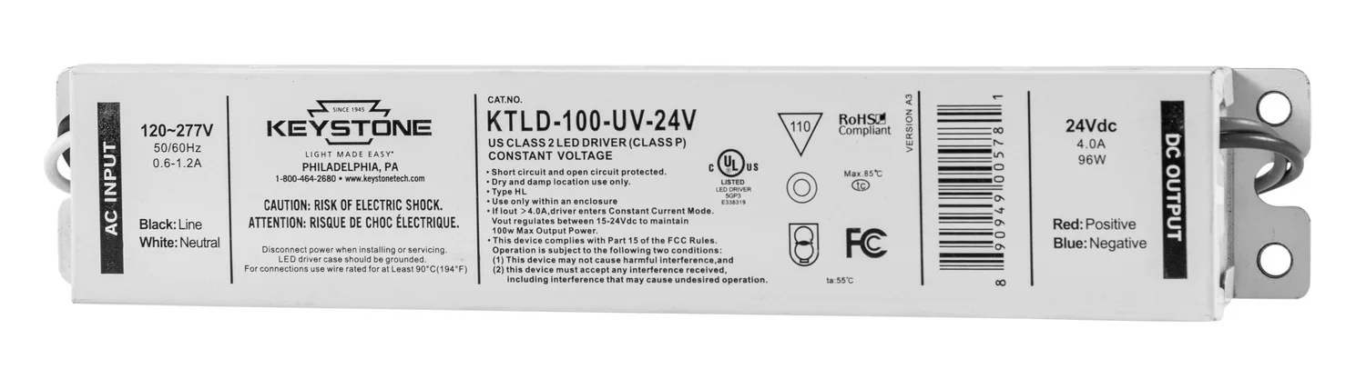 Keystone Selectable Wattage 120-277V White Constant Voltage LED Drivers Series