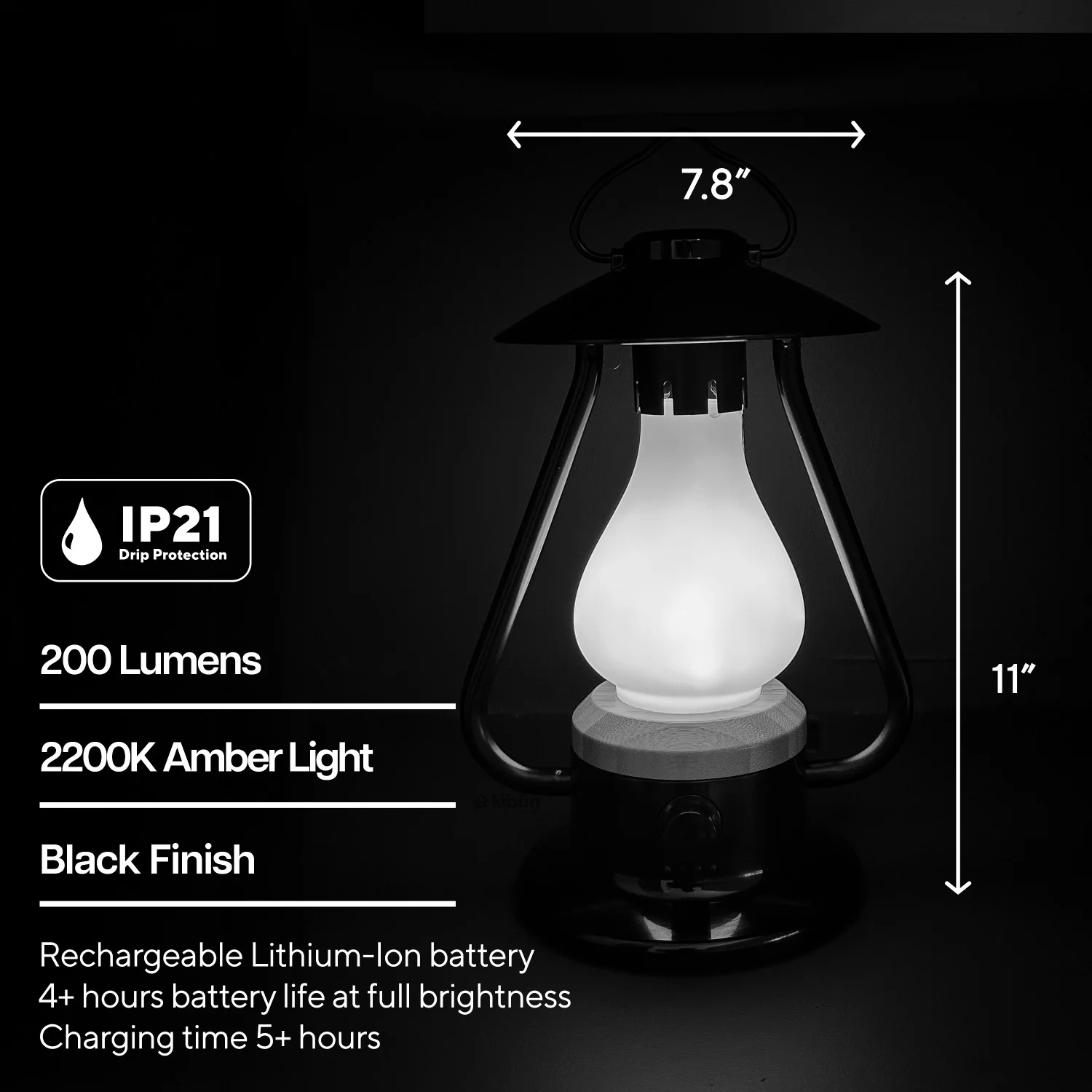 Kibun LED 3.2 W Cordless Fixture, 2200K (Amber Light) - view 6