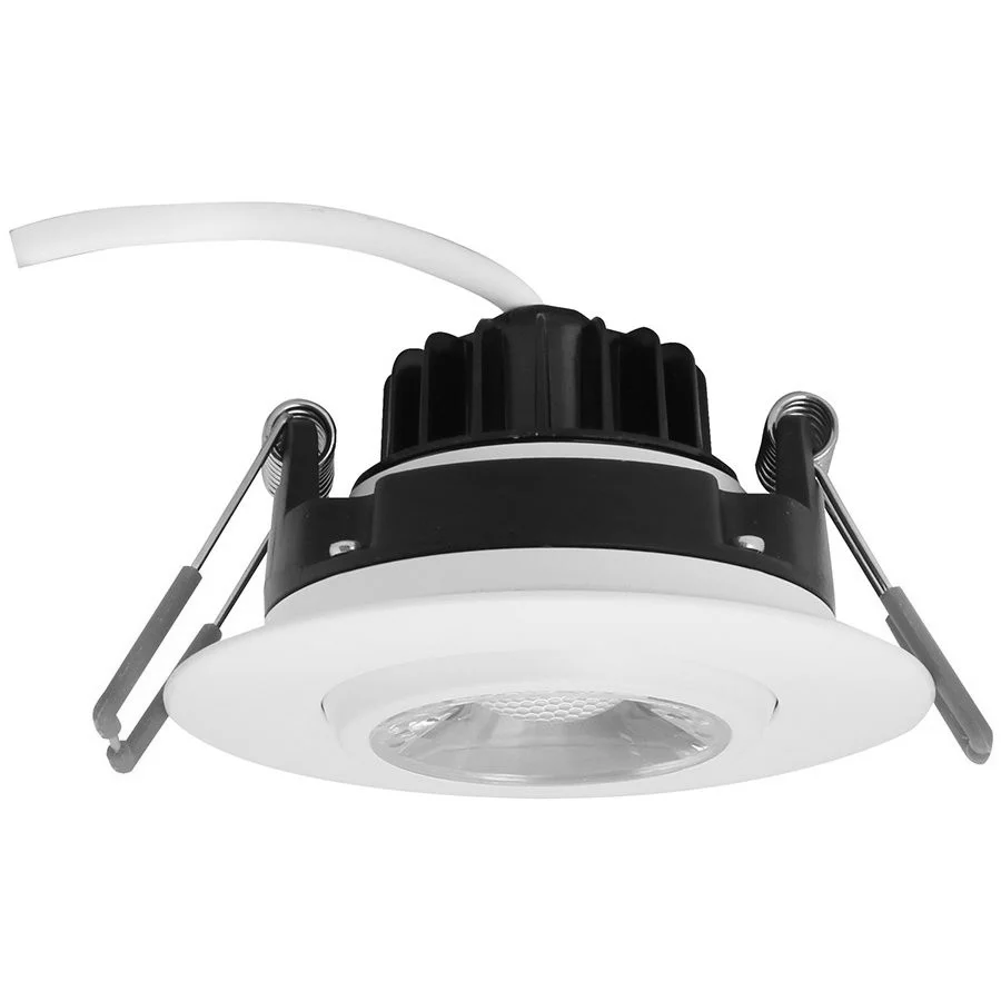 LED 3" Round Gimbal Downlight, 8W, 120V, 600 lm, 27K/30K/35K/40K/50K CCT Selectable, 90 CRI, White Finish