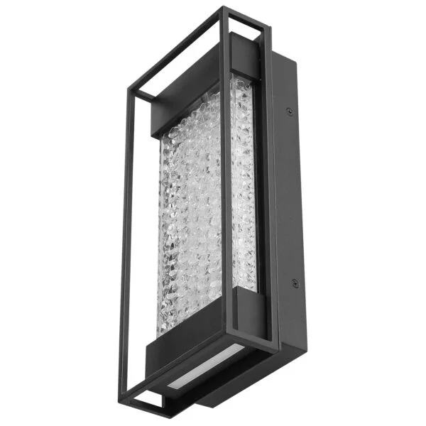 LED Acrylic Filled Crystals Wall Sconce Light Fixture, 12", 10W, SCT, Textured Black