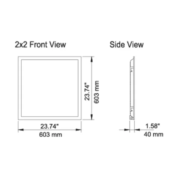 LED Backlit Panel, 2'x2', 40W, Tunable Wattage, Selectable CCT, Emergency Backup - view 3