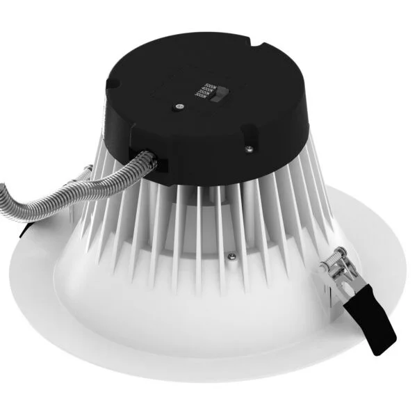 LED Canless Commercial Recessed Round Downlight Fixture, 8", 55 Watts, Multi-Volt, 5000 Lumens, Colo...