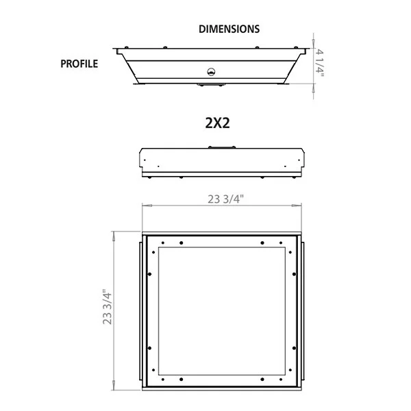 LED Cleanroom Luminaire, 2x2, 4000K, 5000 Lumens, 20 Gauge Cold Roll Steel,.063" Aluminum - view 2