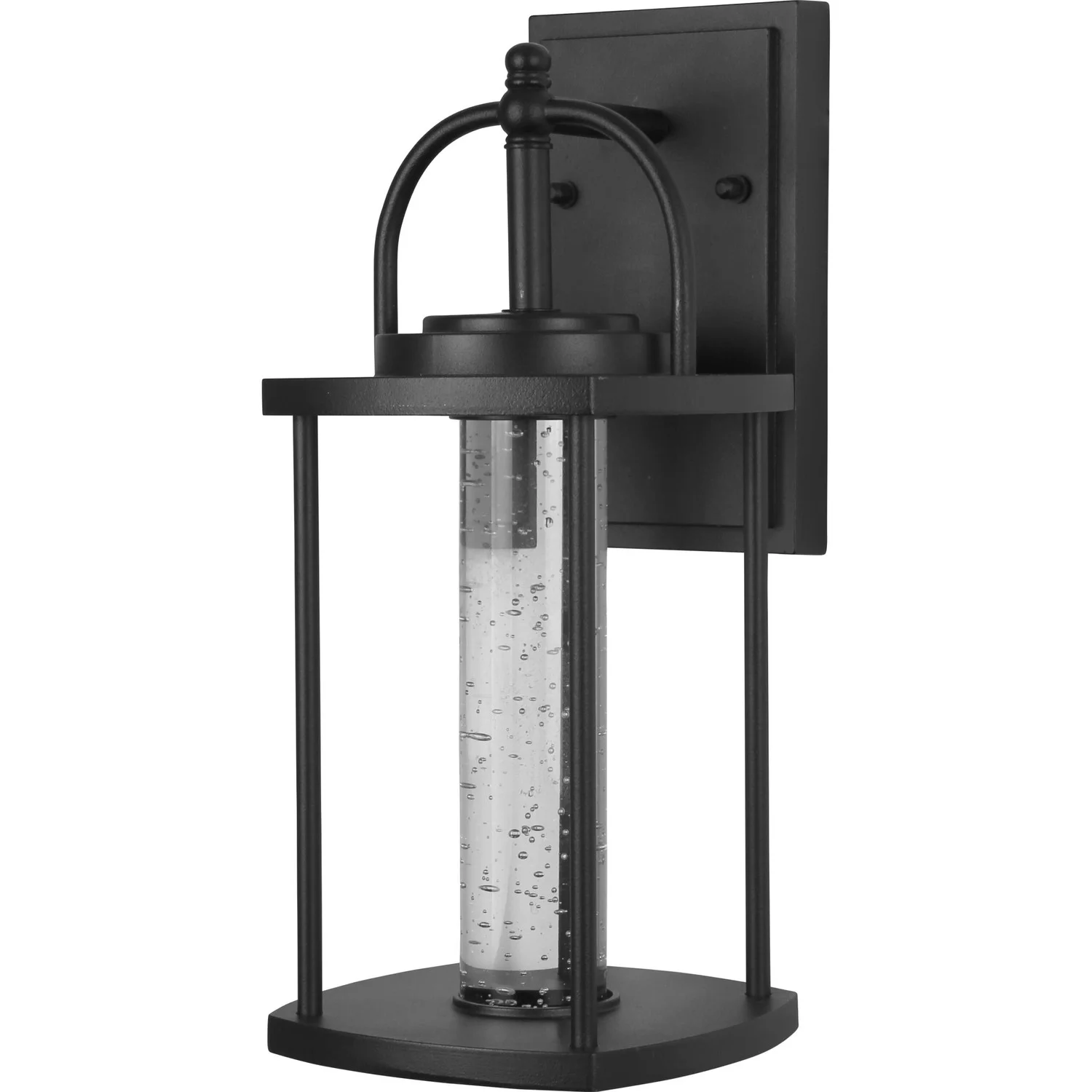 LED Coach Light Wall Sconce Light Fixture, Clear Seedy Glass, 10W, CRI 90, CCT Selectable, Black