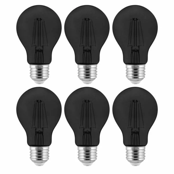 LED Colored Filament A19 Light Bulb, 4.5 Watts, Medium E26 Base, Transparent Blue, Dimmable, 6 Pack