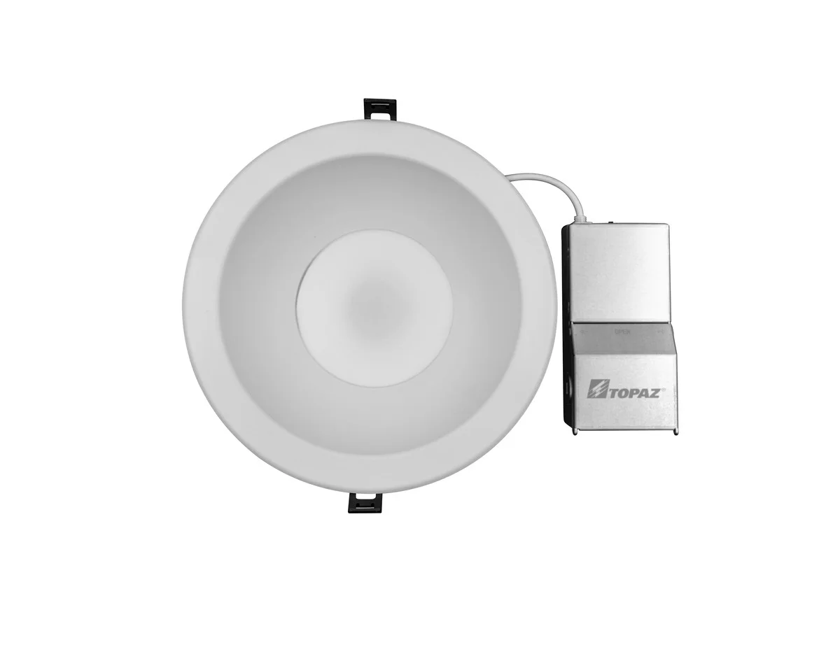LED Commercial Downlight, 8 inch, Remote Driver, 30W, Power & CCT Selectable, Round Smooth Trim