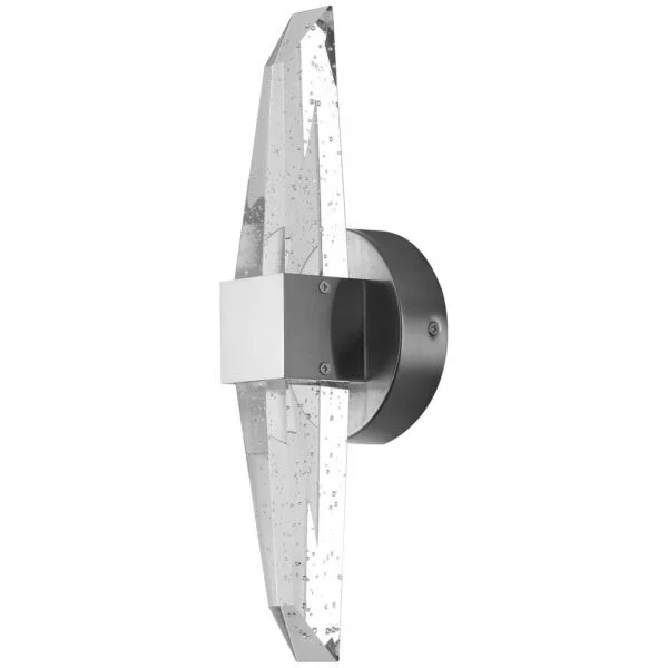 LED Crystal Shape Two Light Wall Sconce, Seedy Glass, 15W, 3000K, Brushed Nickel