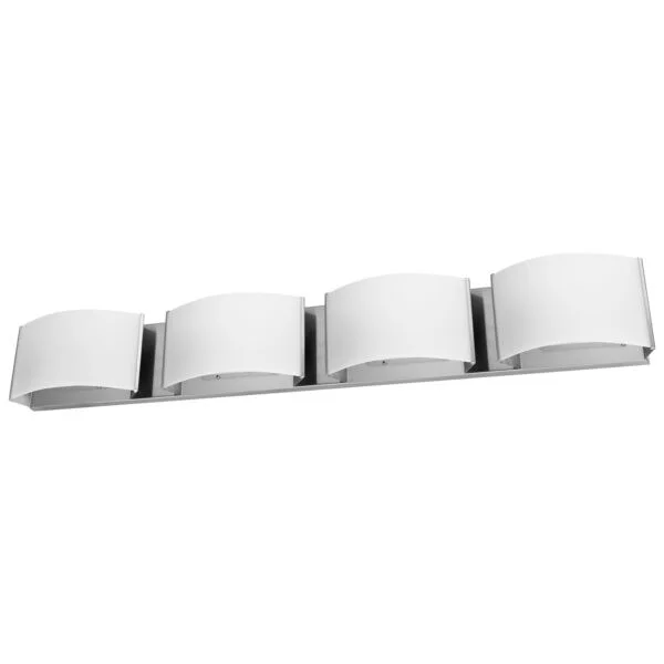LED Decorative Curved Wall Sconce Fixture, 4 Lights, 40W, Brushed Nickel Finish, Warm White
