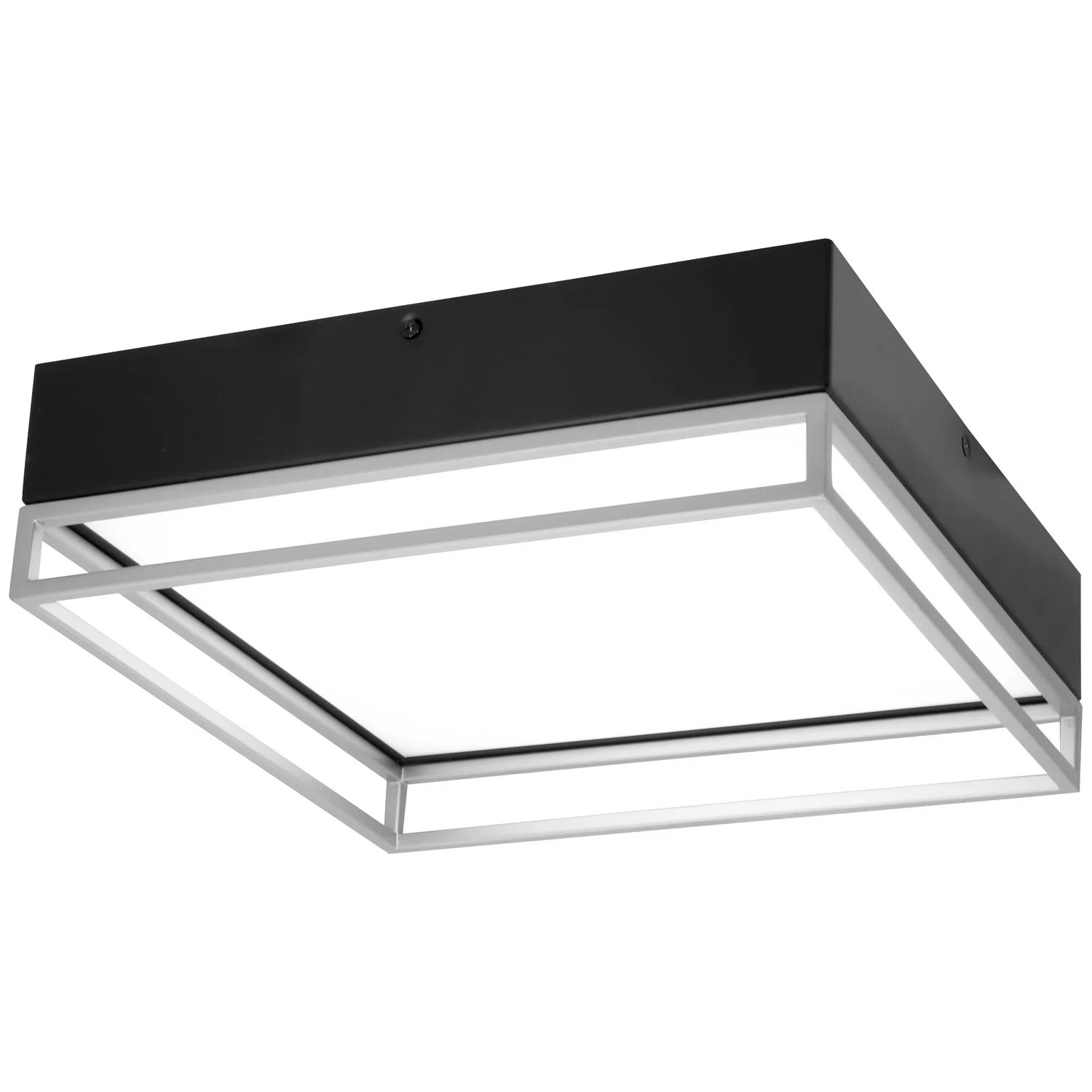 LED Double Square Decorative Ceiling Light Fixture, 13-Inch, 20W, Black & Gold