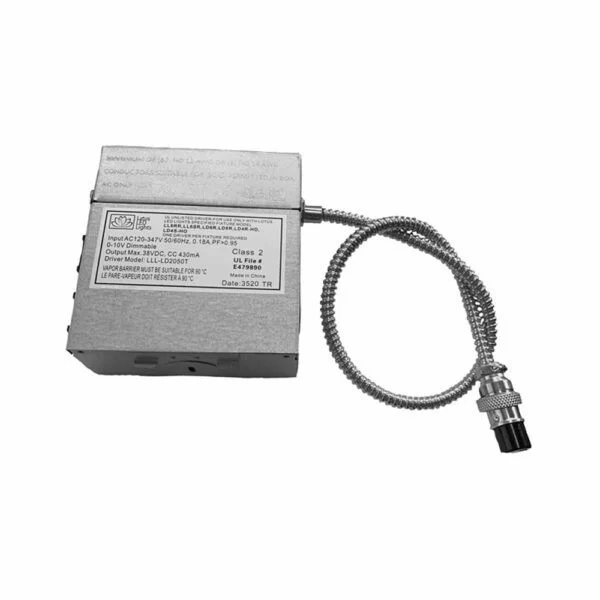 LED Driver, 120-347V Input, 0-10V Dimmable, 38V DC Output, Constant Current 430 mA, Plenum Rated, Armoured Cables