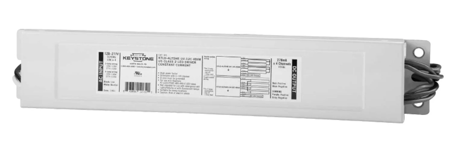 LED Driver for External Drive Type C LED tubes, Runs 3 or 4 of the KT-LED12T5HE-48G-8xx-E / G2 lamps, 120-277V Input, 0