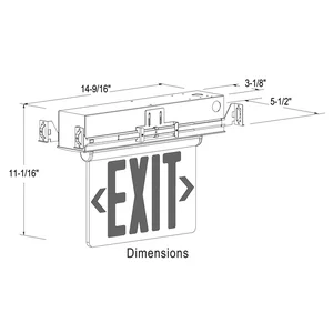 LED Edge-Lit Exit Sign, Double Face, Red Letters, Mirror Background, Aluminum Housing - view 2