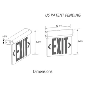 LED Edge-Lit Exit Sign, Single Face, Red Letters, Clear Background, Aluminum Housing - view 2