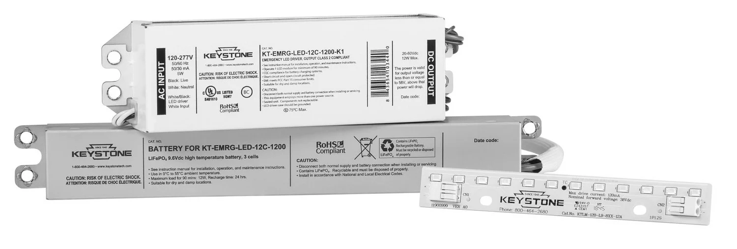 LED Emergency Back-Up Kit, 12W Constant Wattage Driver and.7In x 8In LED Module, Approx 1200 Lumens. 120-277V Input. Re