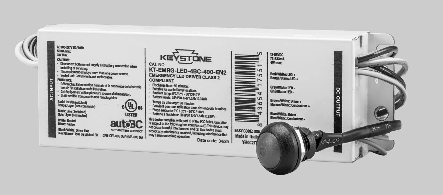 LED Emergency Back-Up, One Piece 4W Constant Wattage Design, Approx 400 Lumens, 90 Min Operation, 12...
