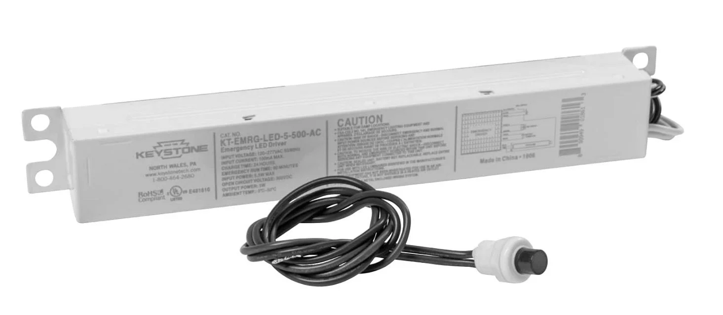 LED Emergency Backup, 5W - 500 Lumen Constant Power Design. 120-277V Input. Installs on Primary Side of AC Powered LED l