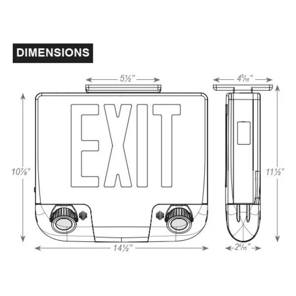 LED Exit & Emergency Die-Cast Aluminum Combo - view 2