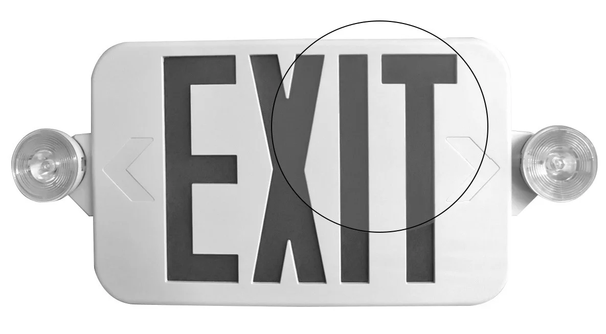 Low Profile All LED Exit & Emergency Combo, Universal Single/Double, Green Letter, White Housing