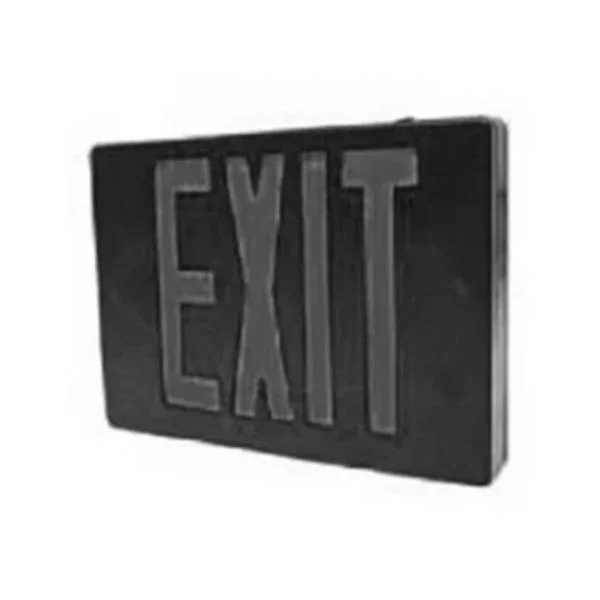 LED Exit Sign, Red Letters, Black Housing, Emergency Battery Backup
