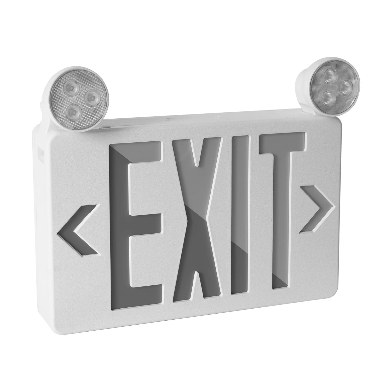 Dual Color LED Exit Sign with Emergency Lights, Remote Capable, Red/Green Selectable, 120-277VAC, Ni-Cad Battery