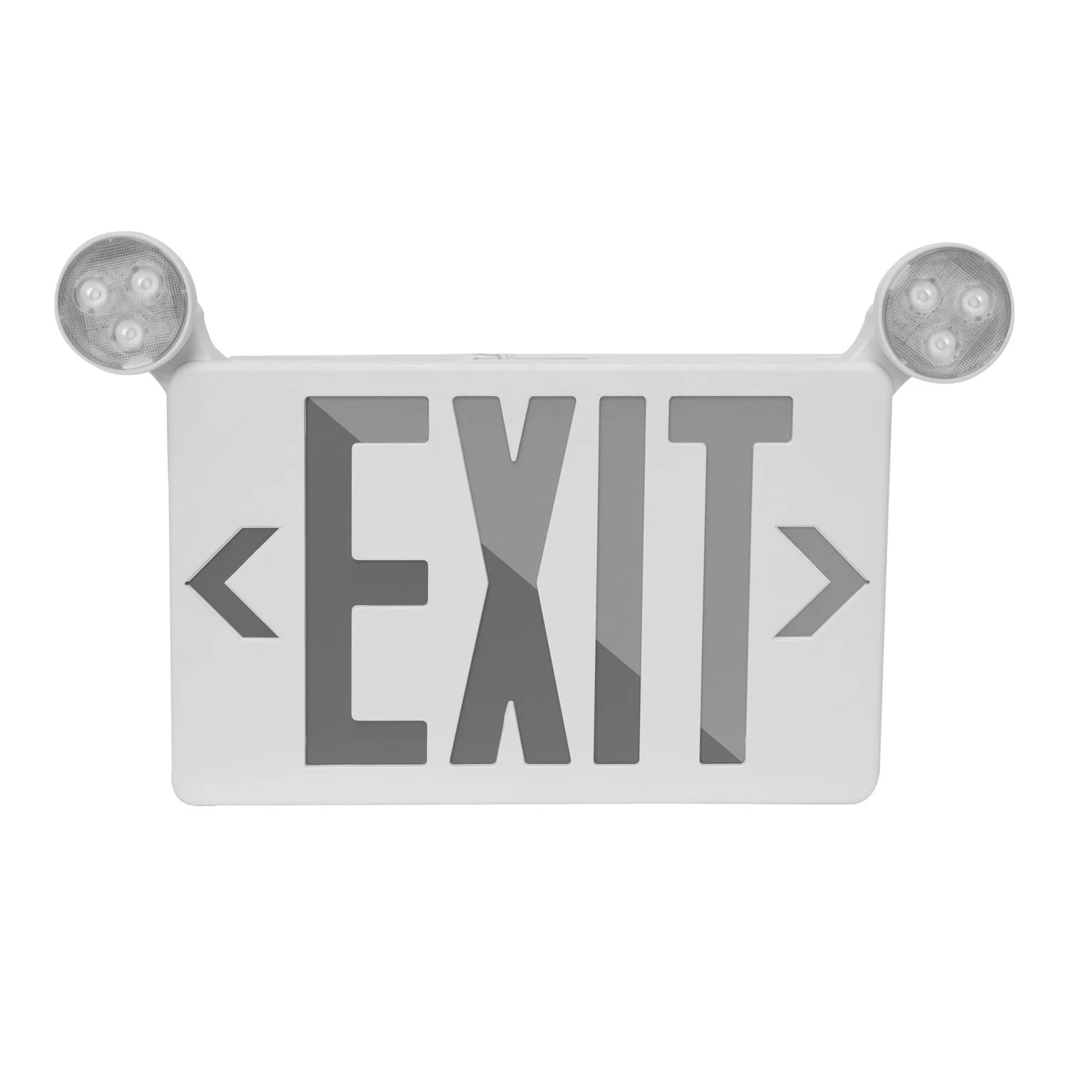 Dual Color LED Exit Sign with Emergency Lights, Remote Capable, Red/Green Selectable, 120-277VAC, Ni...