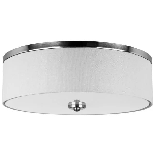 LED Fabric Drum Ceiling Fixture, 17.5 inch, 28 Watts, CCT Selectable, Brushed Nickel