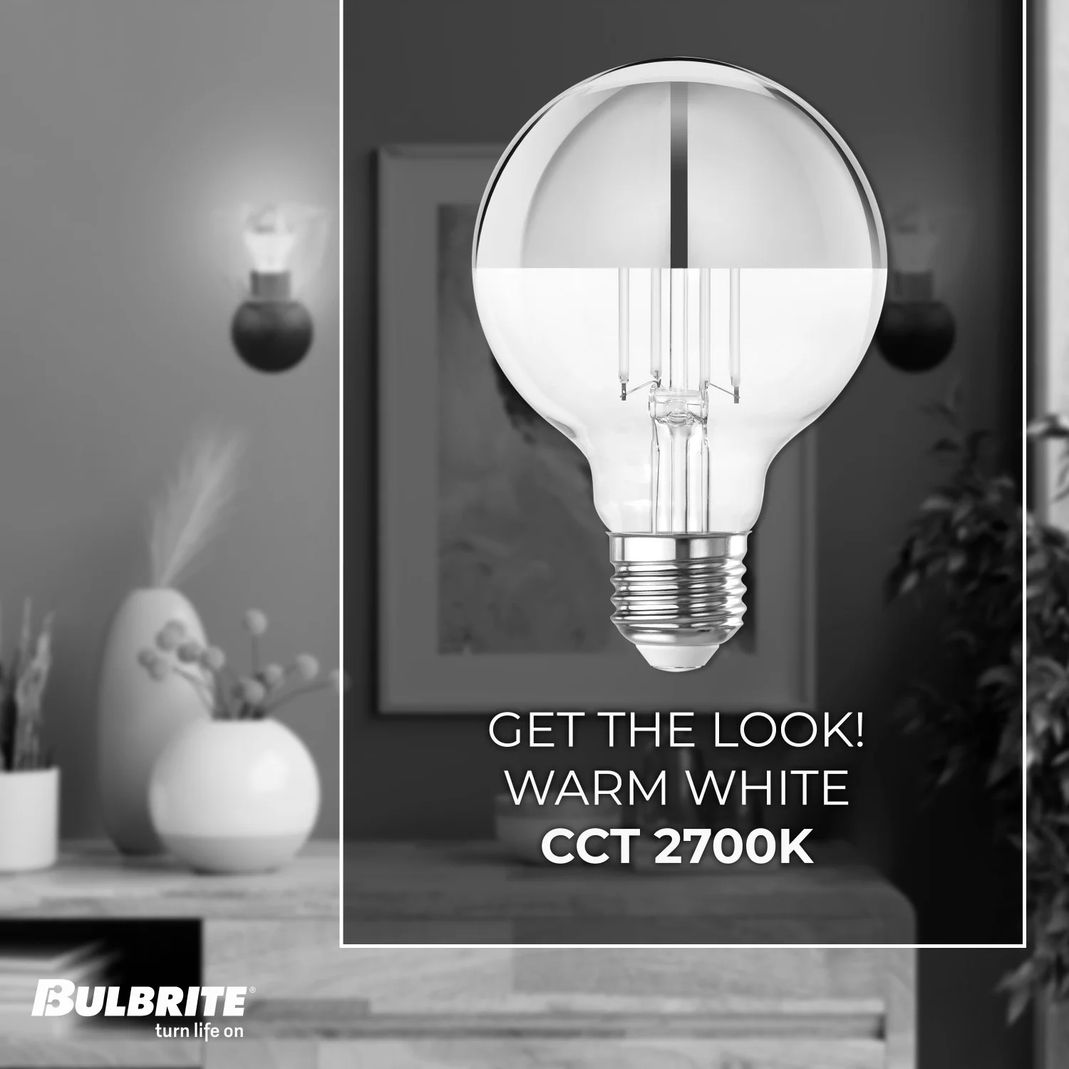 LED Filament 4.5 W G25 Light Bulb With A Half Gold Finish And A Medium Screw E26 Base - 2700K (Warm ...