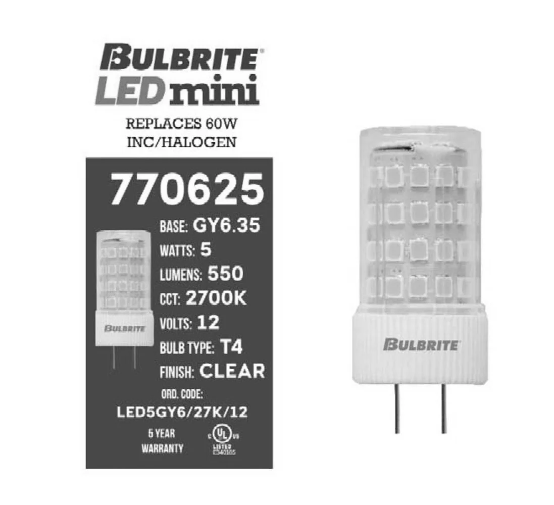 LED Filament 5 W T7 Light Bulb With A Bi-Pin Gy6.35 Base - 2700K (Warm White Light) 550 Lumens - view 2