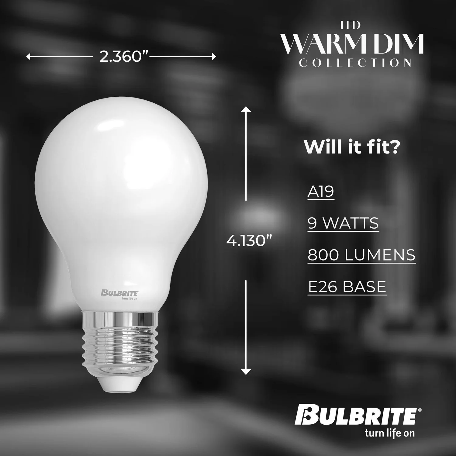LED Filament 9 W A19 Light Bulb With A Milky Finish And A Medium Screw E26 Base - 3000K-1800K Color ...
