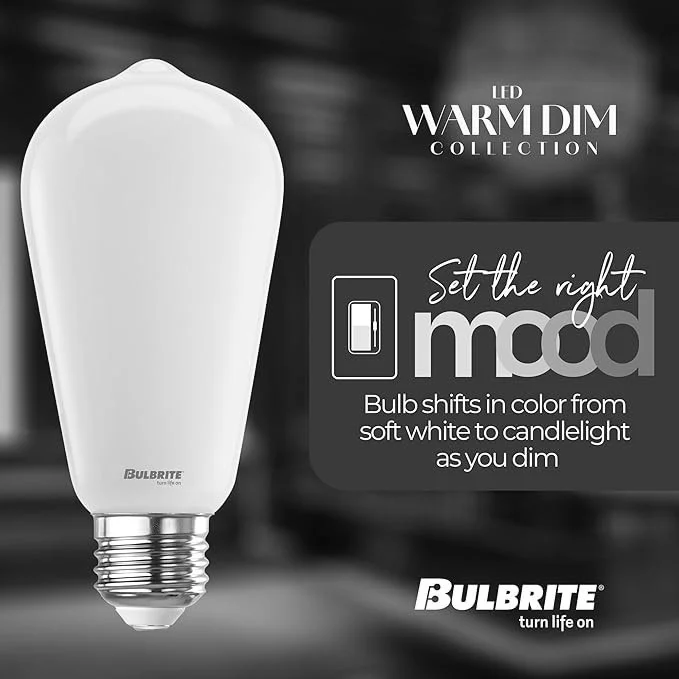 LED Filament 9 W ST18 Light Bulb With A Medium Screw E26 Base - 3000K-1800K Color Temperature, 800 Lumens - view 4