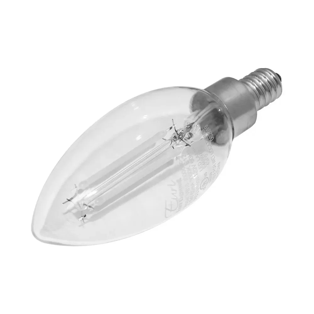 Euri Lighting LED Filament Lamp, B10, 5.5W, 500lm, 5000K, 120V, E12, Clear Glass, Dimmable, Wet Rated, 4-Pack - view 3