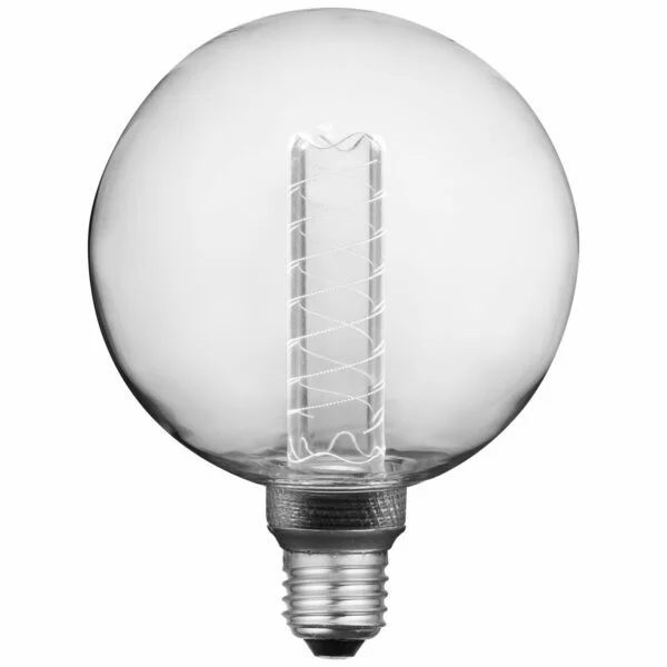 LED G40 Virtual Filament Globe Light Bulb, 3.5 Watts, 2000K Amber, Acrylic Inner Pillar