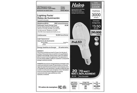 LED HID Filament Lamp, 20W, 2200K, ED23.5 Bulb, E26 Base - view 3