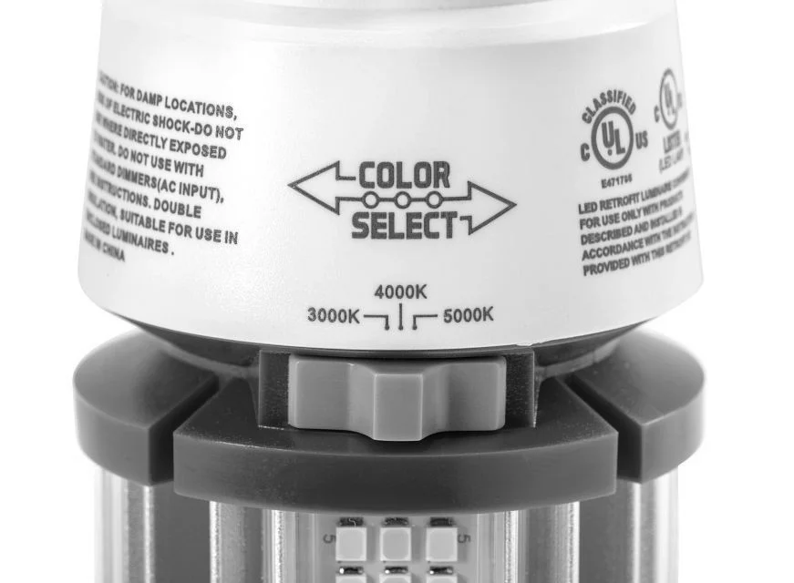 LED HID Replacement lamp feat. Power Select & Color Select. 27 / 22 / 18W, 3000 / 4000 / 5000K, 120-...