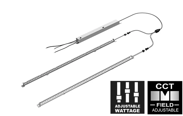 LED Lighting, 2 Modules, 22" Length, Field Adjustable Lumen Package, 80+ CRI, Selectable Color Temperature