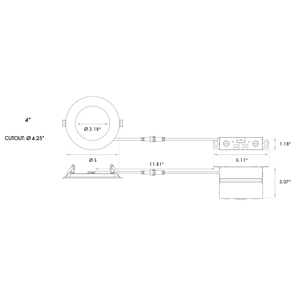 LED Mini Panel, 4 Inch, Fire Rated, CCT Select - view 2