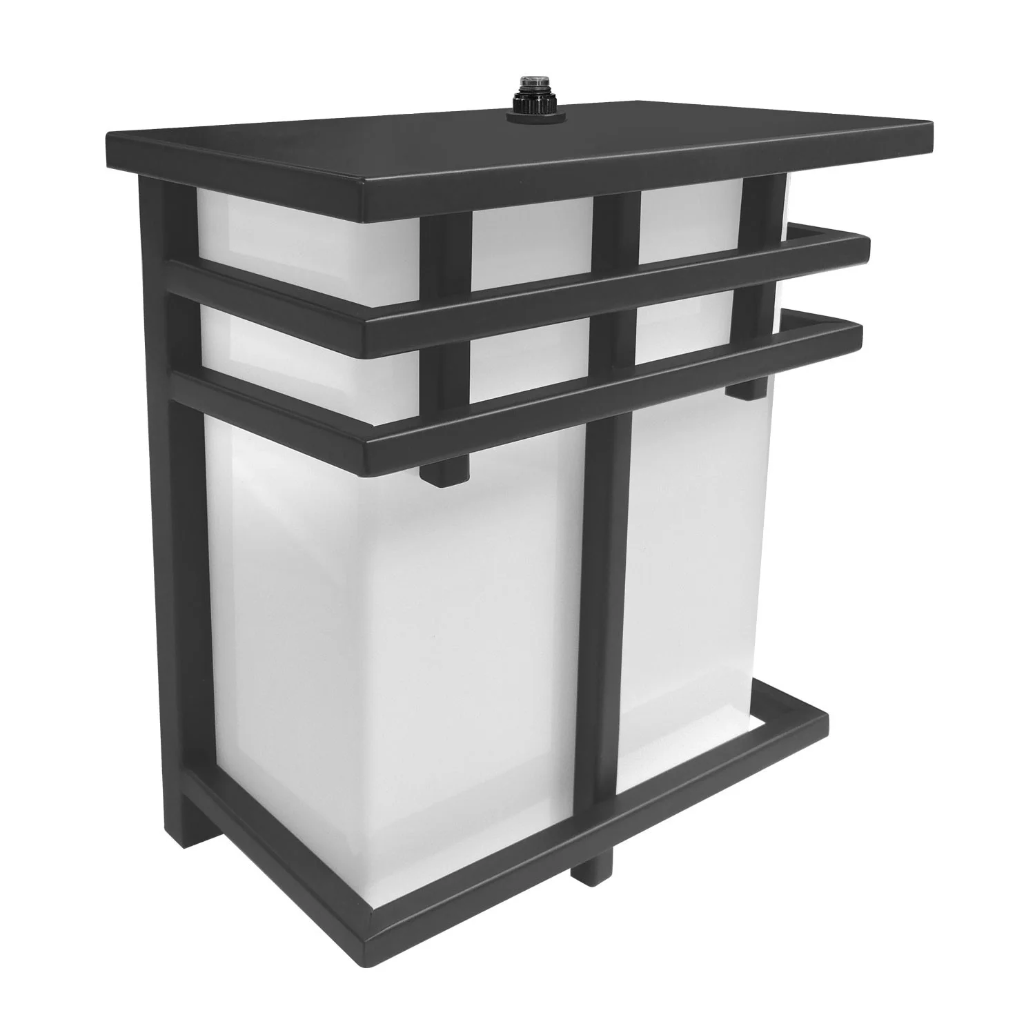 LED Mission Style Outdoor Fixture, 12 Watts, 800 Lumens, Built-in Photocell, Black Finish, Opaque White Lens, Color T...